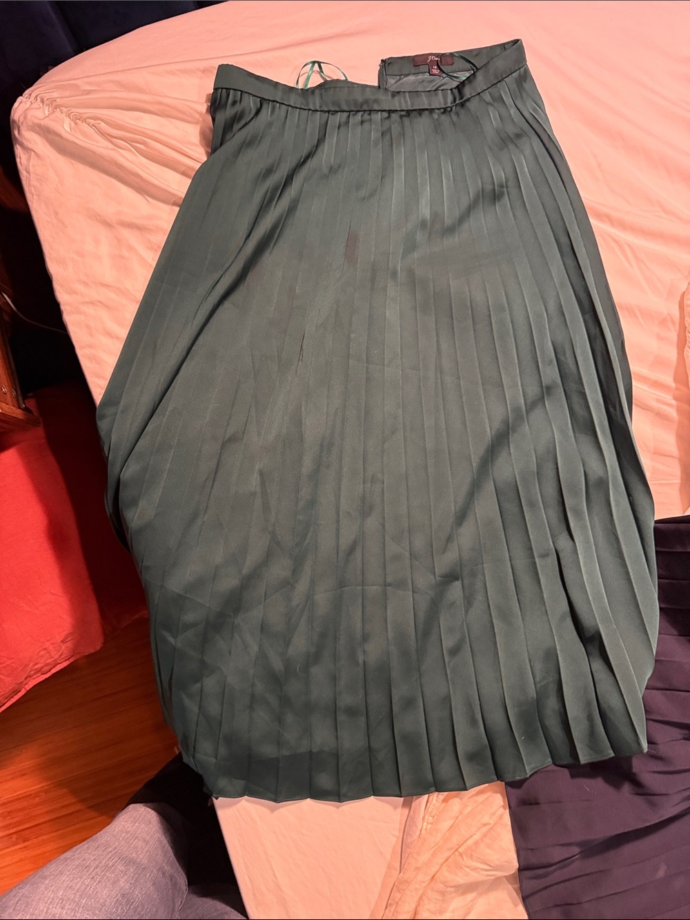 J. Crew Forest Green Pleated Midi Skirt